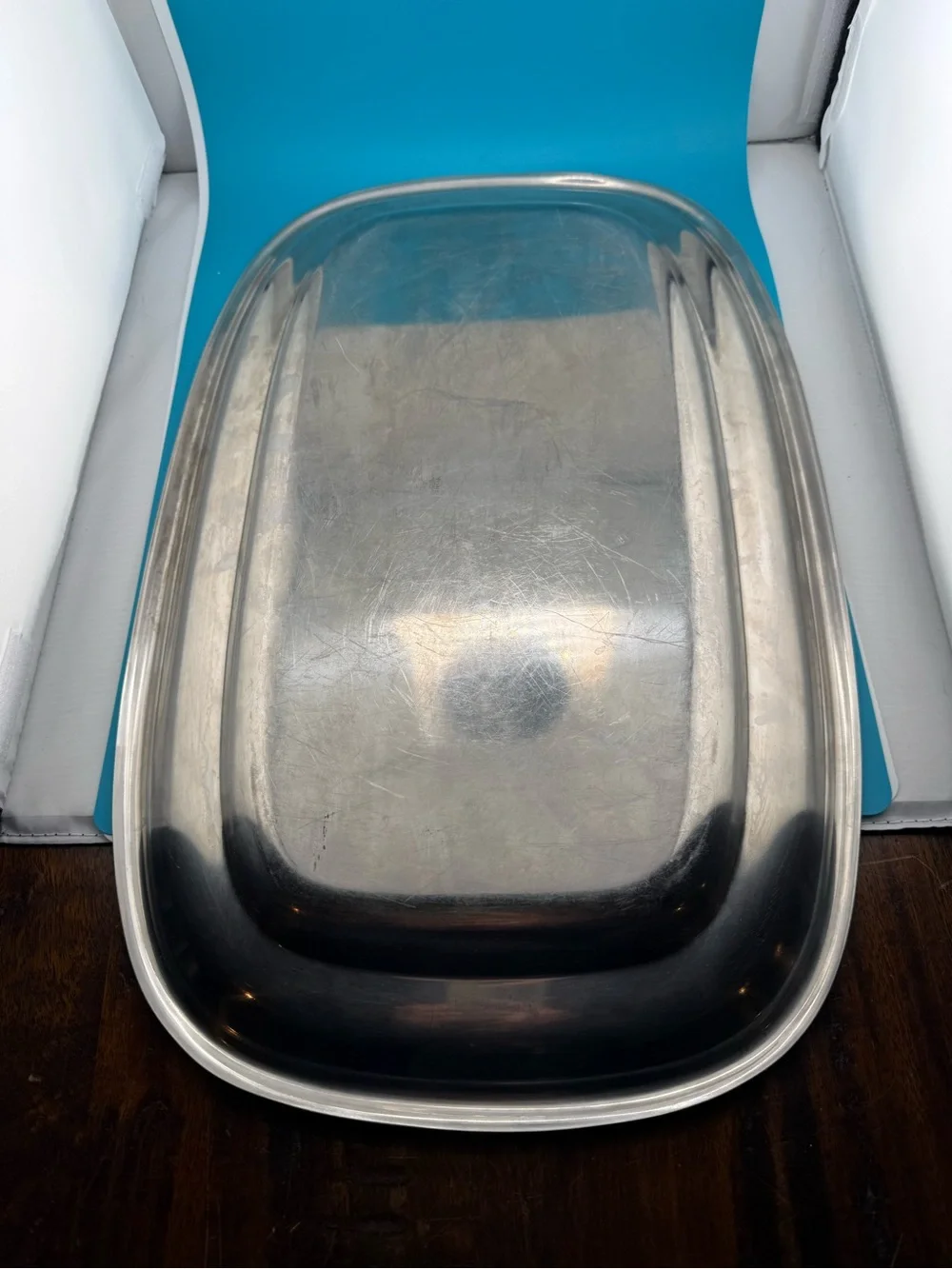 Vintage Large Stainless Steel Serving Tray 18” x 12”